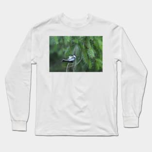 Chickadee & pine branches Long Sleeve T-Shirt